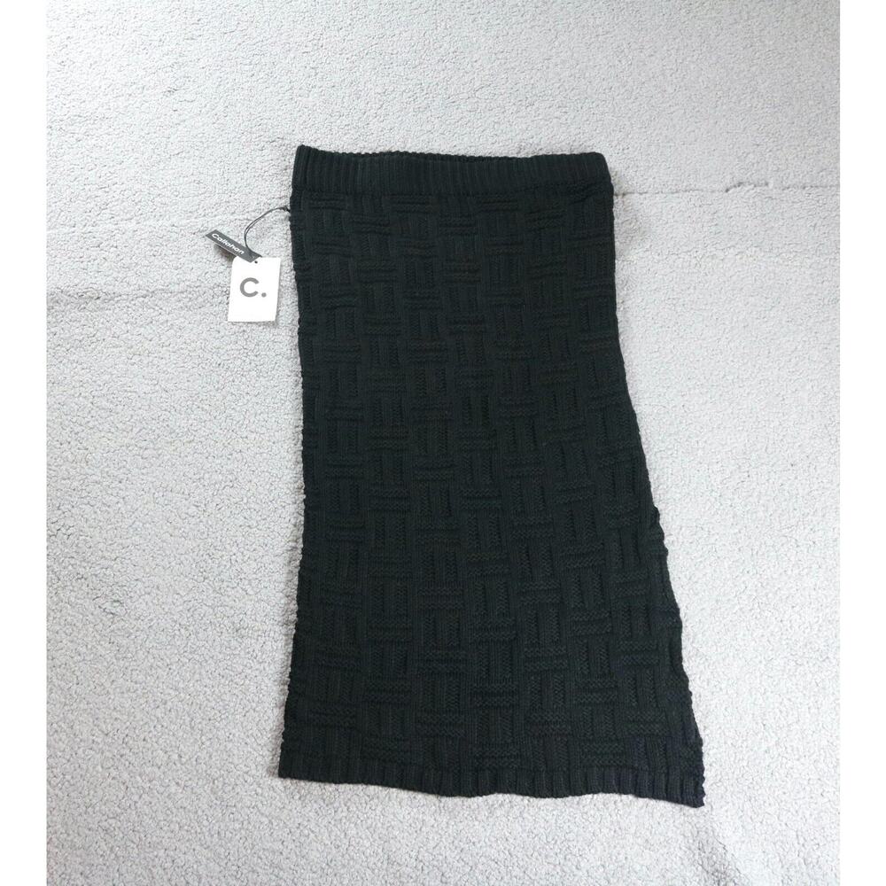 New Callahan x Revolve Knitwear Skirt Black Cable Knit Side Slit Crochet Midi